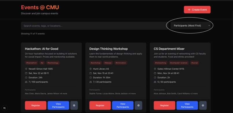 Events @ CMU – screenshot 2