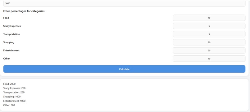 Student Budget Planner and Advisor – screenshot 1