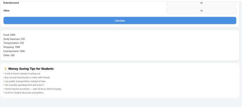 Student Budget Planner and Advisor – screenshot 3