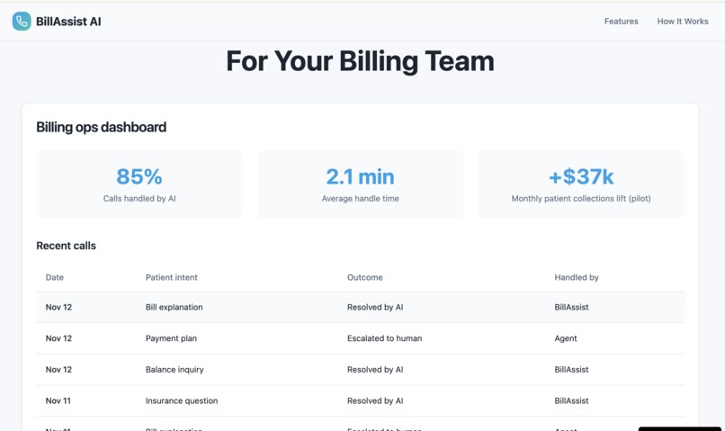 BillAssist AI – A patient-first billing assistant  – screenshot 2