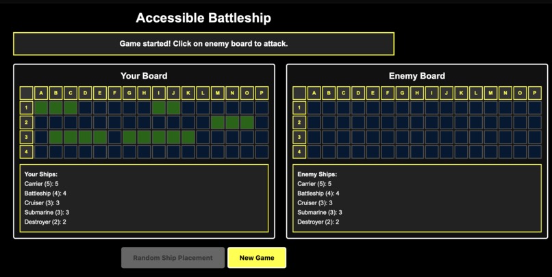 Accessible Battleship – screenshot 2