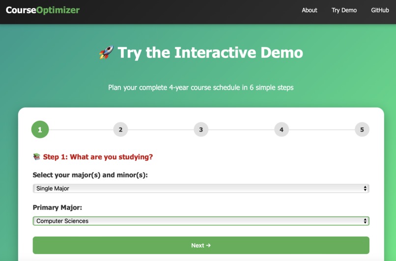 Course Optimiser – screenshot 2