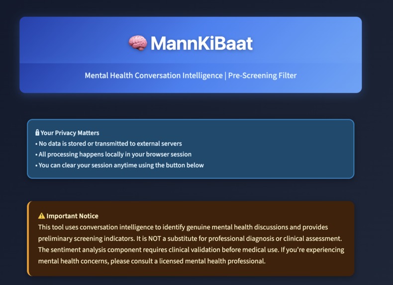 MannKiBaat - Mental Health Conversation Intelligence – screenshot 1