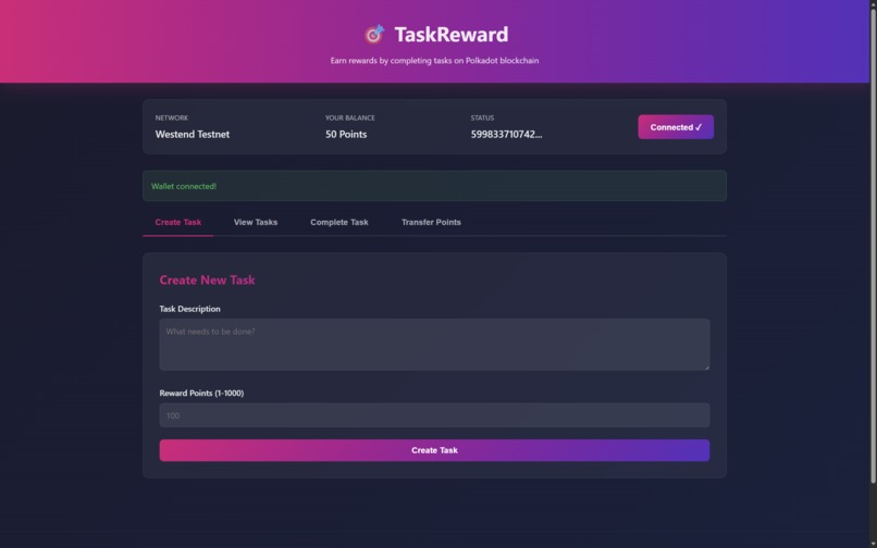 TaskReward - Decentralized Task Management on Polkadot – screenshot 2