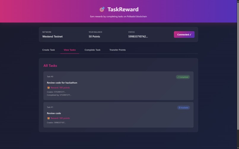 TaskReward - Decentralized Task Management on Polkadot – screenshot 6