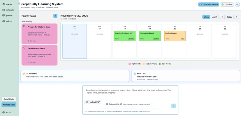 Perpetually Learning Scheduling System (PLSS) – screenshot 2