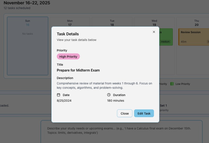 Perpetually Learning Scheduling System (PLSS) – screenshot 3