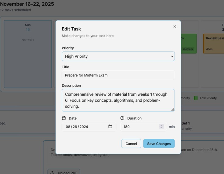 Perpetually Learning Scheduling System (PLSS) – screenshot 4