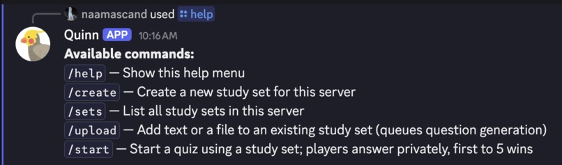 Quinn Quiz Bot – screenshot 1