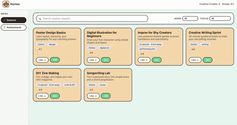 Mentee® - Micro-mentorship for Creatives – screenshot 3