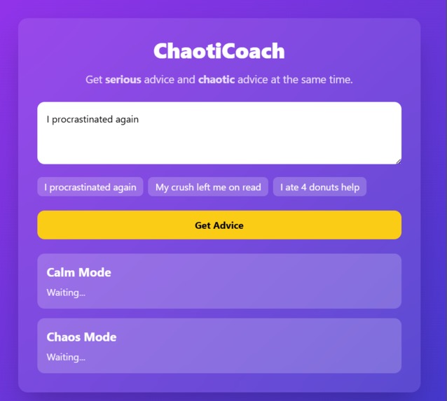 ChaoticCoach – screenshot 1