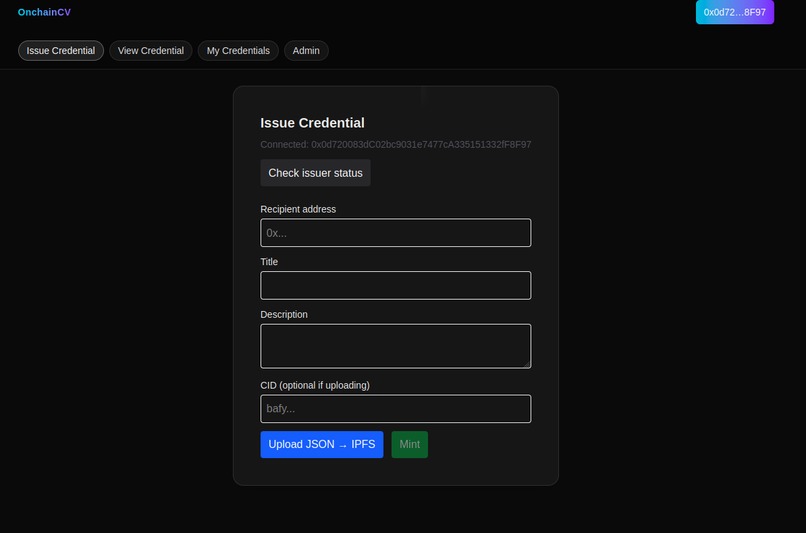 onchainCV – screenshot 6