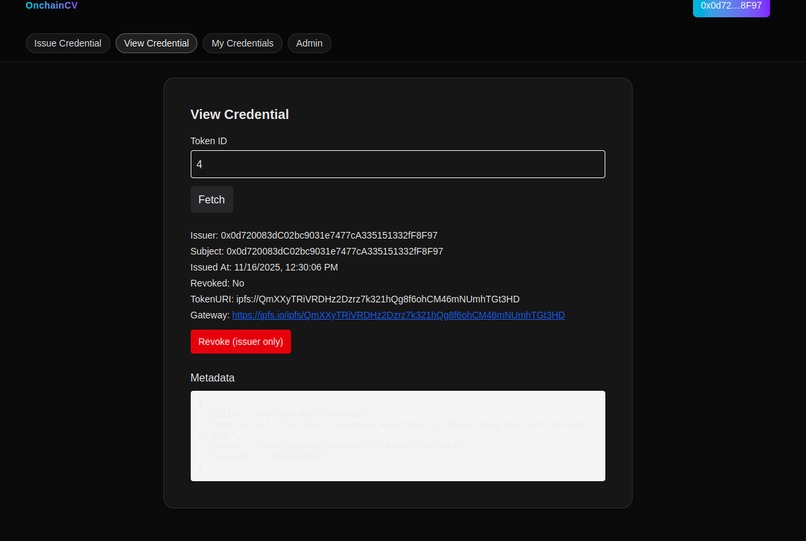 onchainCV – screenshot 7