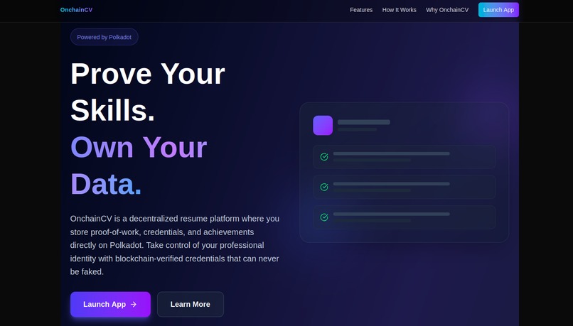 onchainCV – screenshot 1