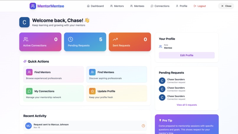 MentorMentee – screenshot 1
