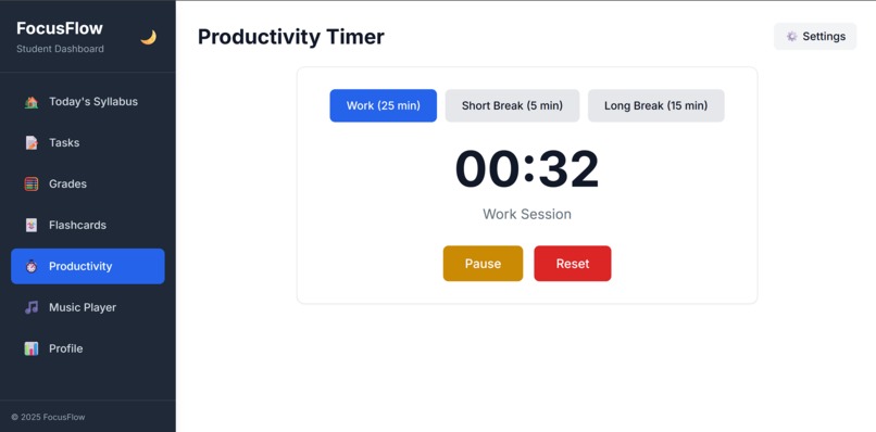 FocusFlow: The Ultimate Student Dashboard – screenshot 3