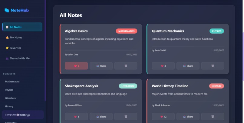 NoteHUB – screenshot 1