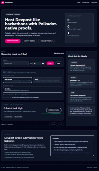 PolkaProof – Web2-to-Web3 Attendance dApp – screenshot 1