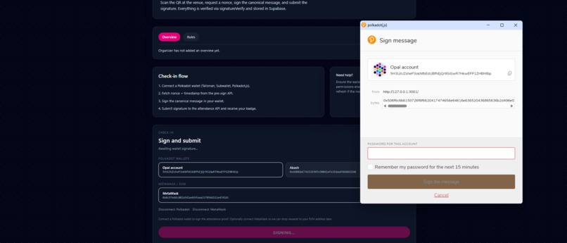 PolkaProof – Web2-to-Web3 Attendance dApp – screenshot 5
