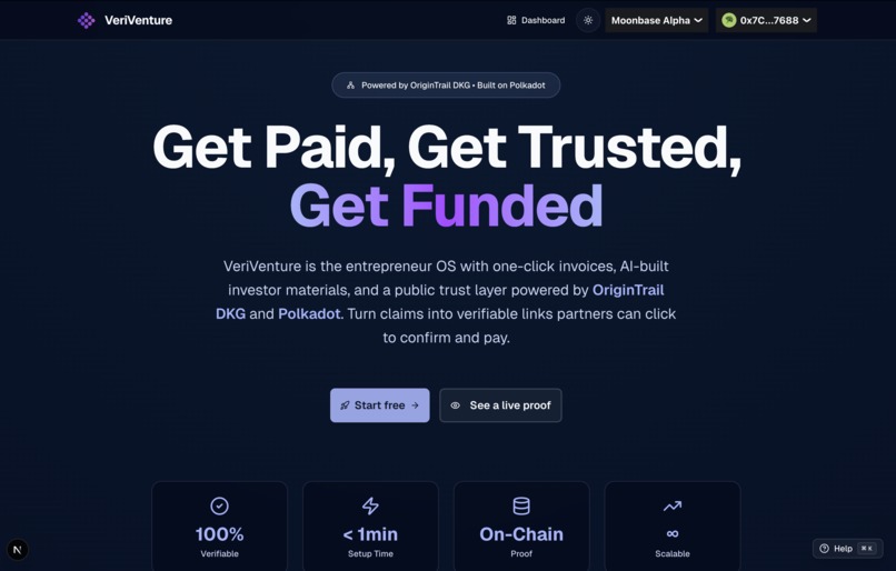 VeriVenture — Trust & Revenue OS for Founders – screenshot 1