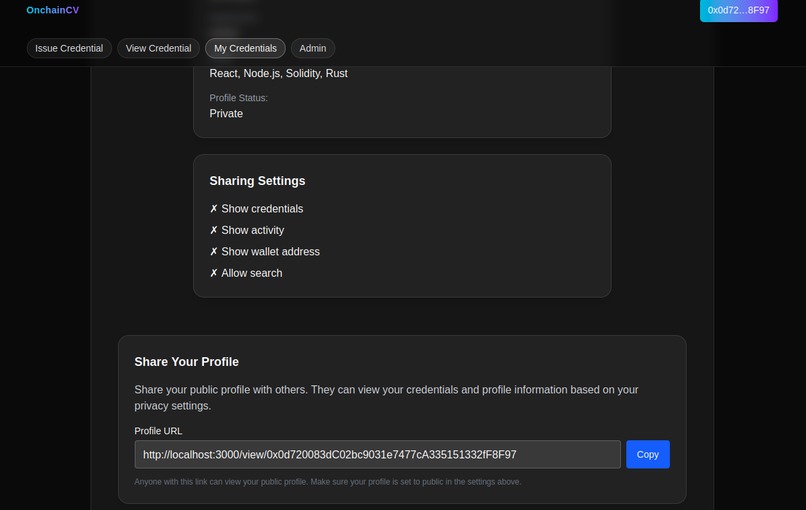 onchainCV – screenshot 9