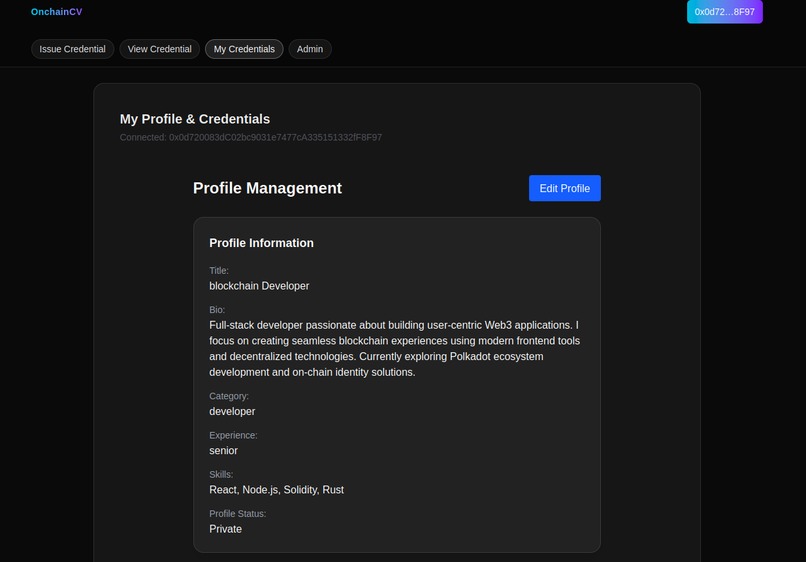 onchainCV – screenshot 8