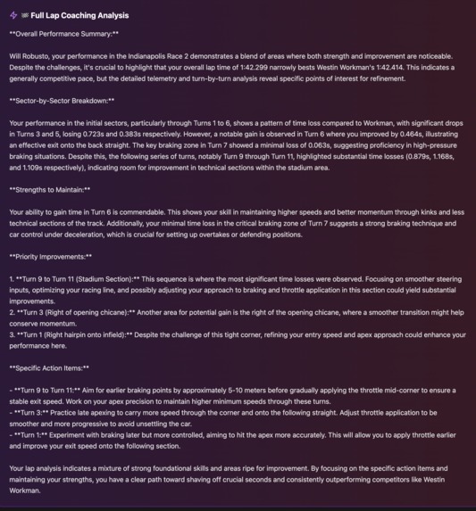 Driver Training & Insights: Telemetry/Driver Comparison AI  – screenshot 3