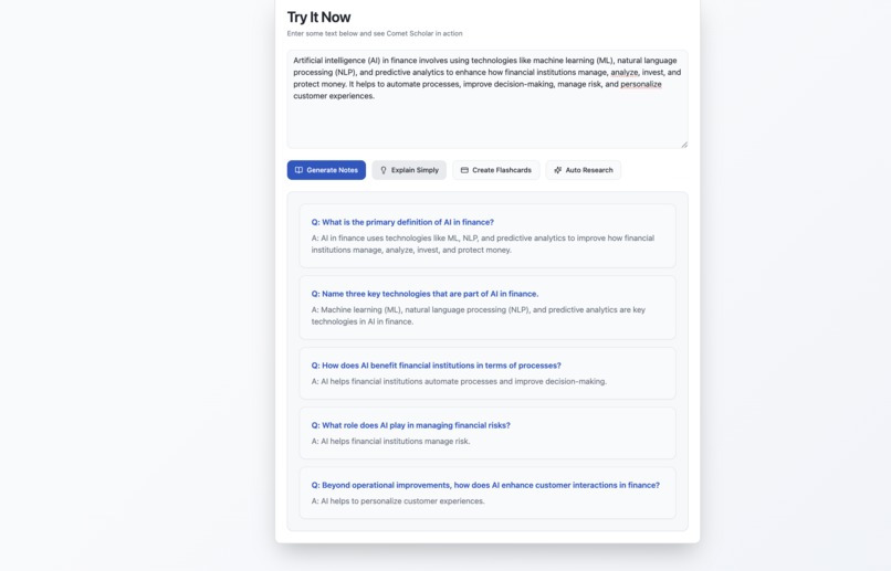 Comet Scholar — AI Learning & Research Assistant – screenshot 1