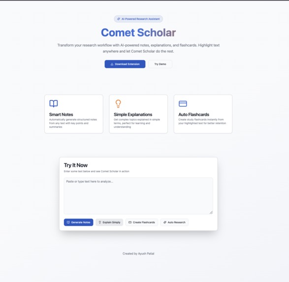 Comet Scholar — AI Learning & Research Assistant – screenshot 2