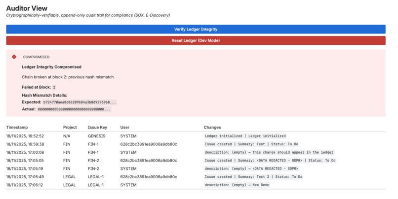 Immutable Ledger for Jira: Verifiable Audit – screenshot 3