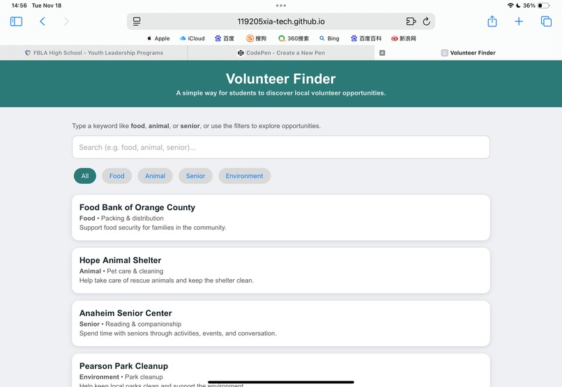 Volunteer Finder – screenshot 1