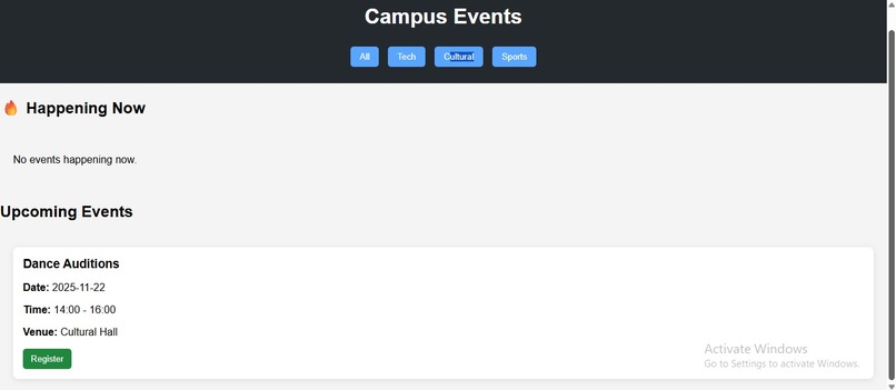 event app – screenshot 1
