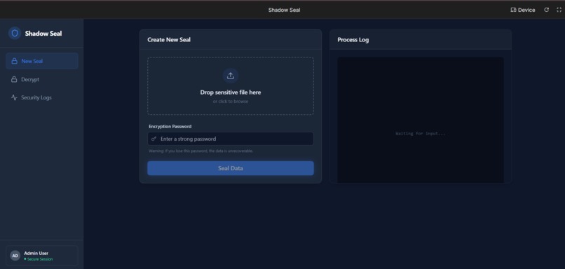 Shadow Seal — Tamper-Proof Encrypted Data Vault – screenshot 1