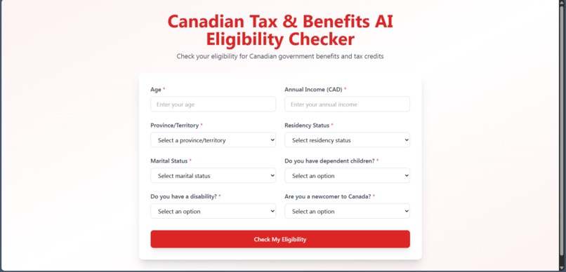 CANADIAN TAX & BENEFITS AI ELIGIBILITY CHECKER – screenshot 2