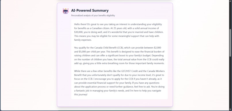 CANADIAN TAX & BENEFITS AI ELIGIBILITY CHECKER – screenshot 4
