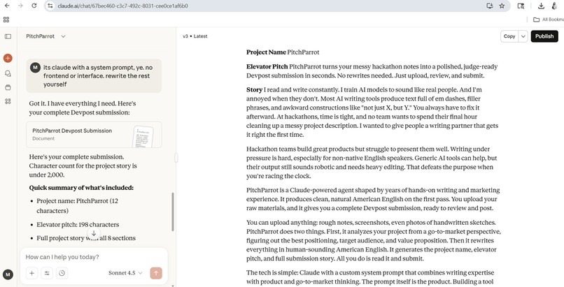 PitchParrot- Your AI agent for hackathon submissions – screenshot 4