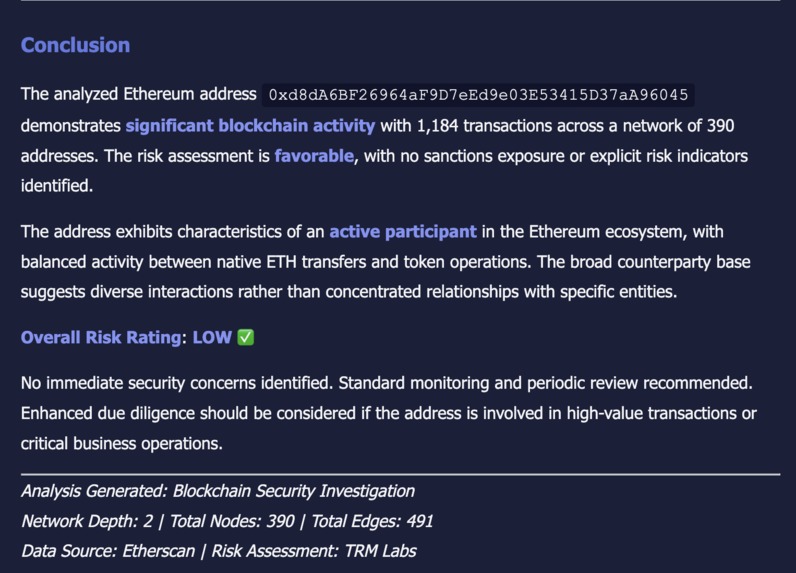 Blockchain Risk Scoring Analyst Agent – screenshot 2