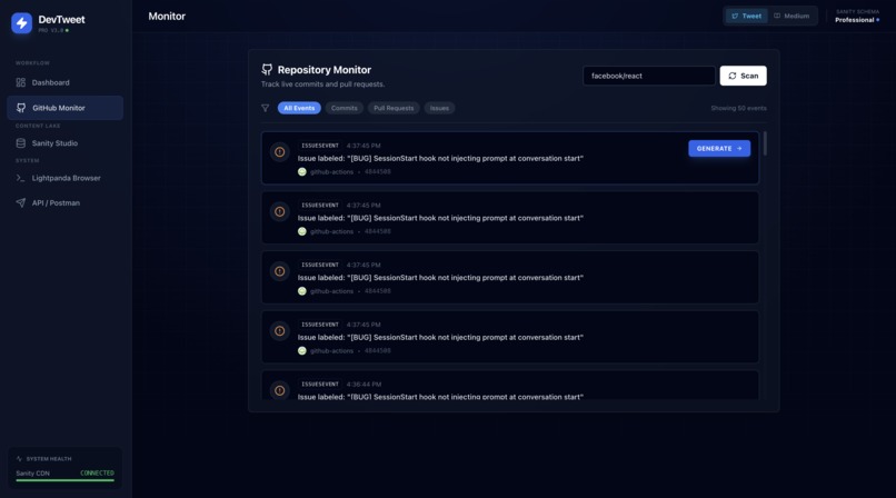 DevTweet – screenshot 2