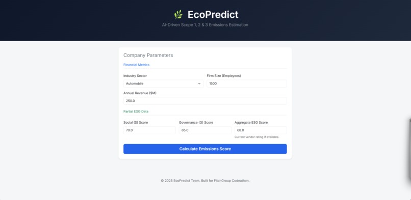 EcoPredict: AI-Driven ESG Emissions Estimation – screenshot 1
