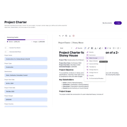 AI Project Charter Generator – screenshot 1