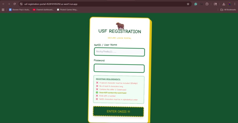 [Track 3] USF Registration Login – screenshot 1