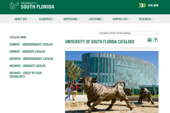 USF course schedule