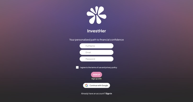 InvestHer – screenshot 1