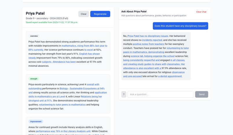 Student Profile Dashboard – screenshot 1