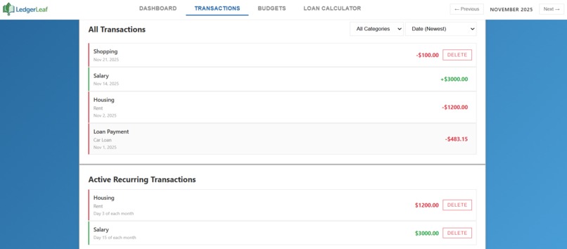 LedgerLeaf – screenshot 2