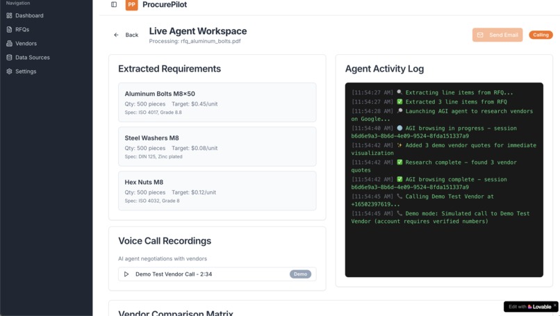 ProcurePilot Autonomous AI Agent for Procurement – screenshot 3