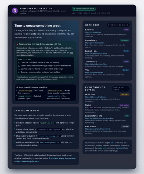 Kiro Laravel Skeleton – screenshot 4