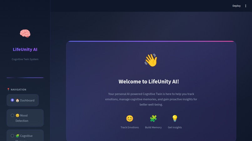 LifeUnity AI Cognitive Twin System – screenshot 1