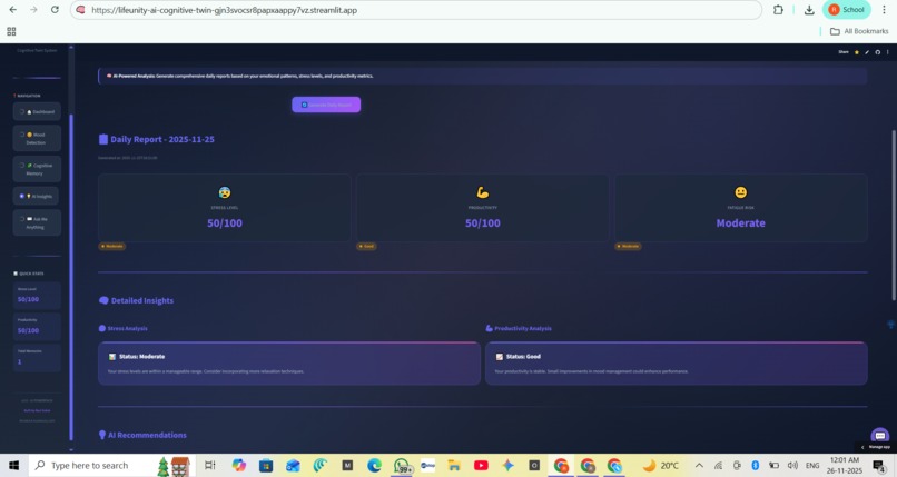 LifeUnity AI Cognitive Twin System – screenshot 8