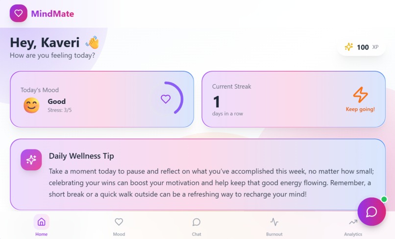 Mindmate AI-Student Wellness & Burnout Prediction  App – screenshot 1
